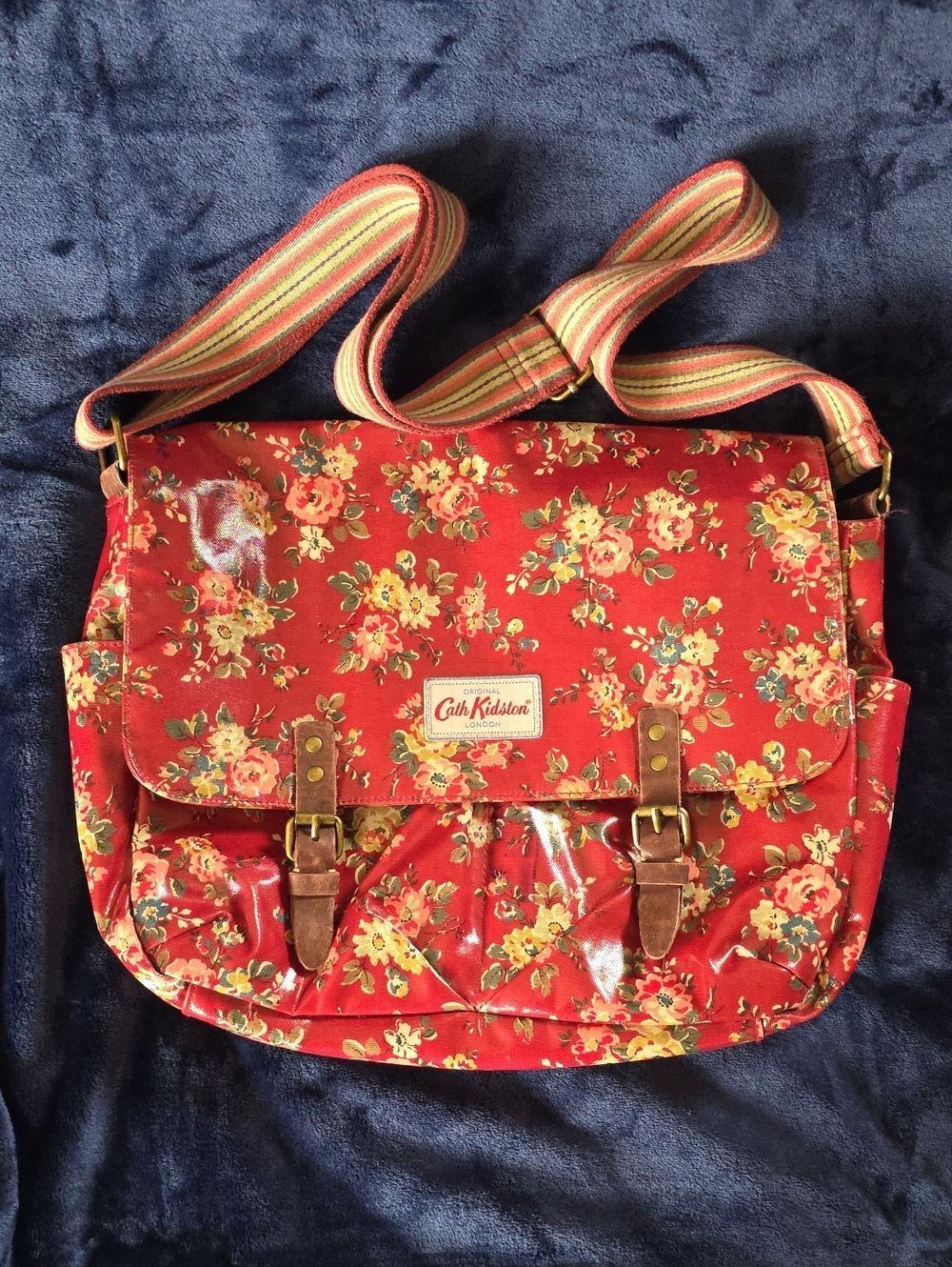 Cath Kidston 2014 Vintage Rose  Satchel with Striped Shoulder Strap